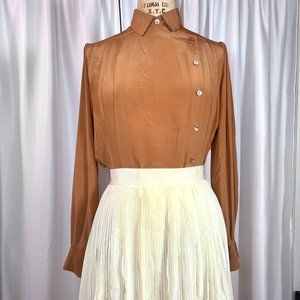 Vintage 1970's 1980's Secretary Blouse Silk Cottagecore Renaissance Romantic